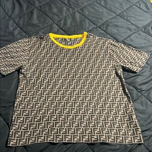 Fendi Logo Tee with Vibrant Yellow Accent